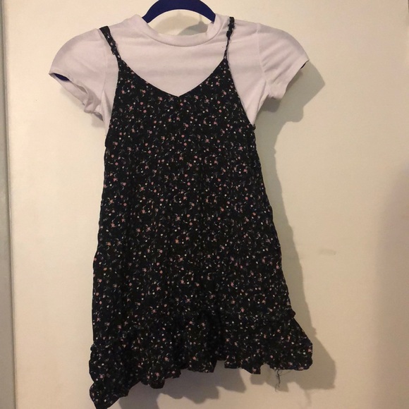 girls black floral dress